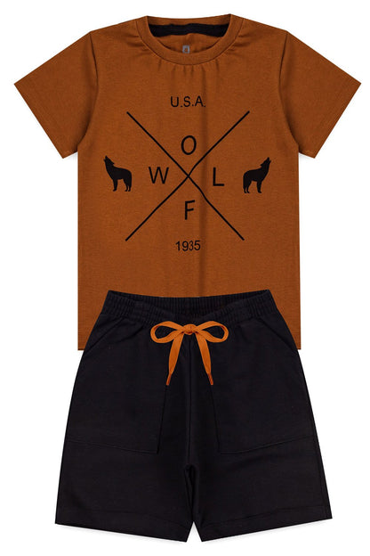 Boys' Summer Set - Kangulu Wolf Symbols