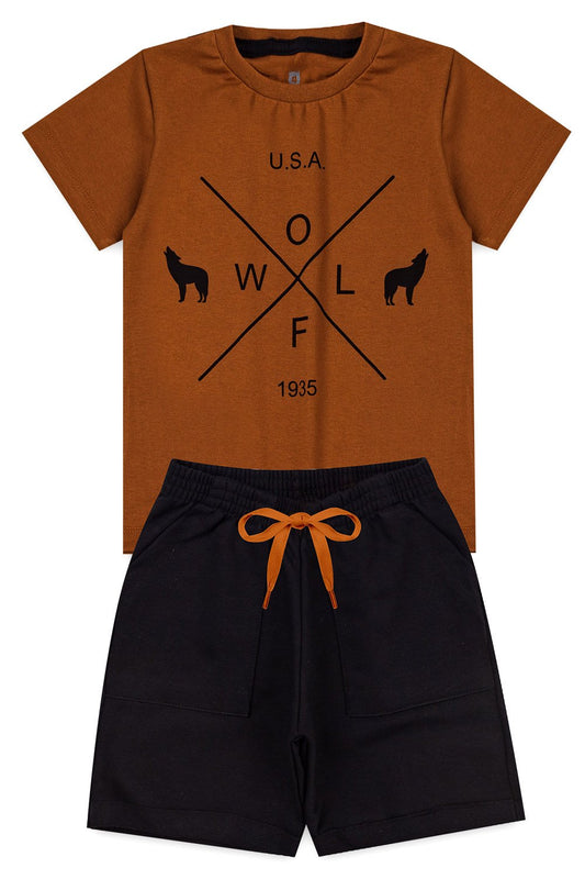 Boys' Summer Set - Kangulu Wolf Symbols