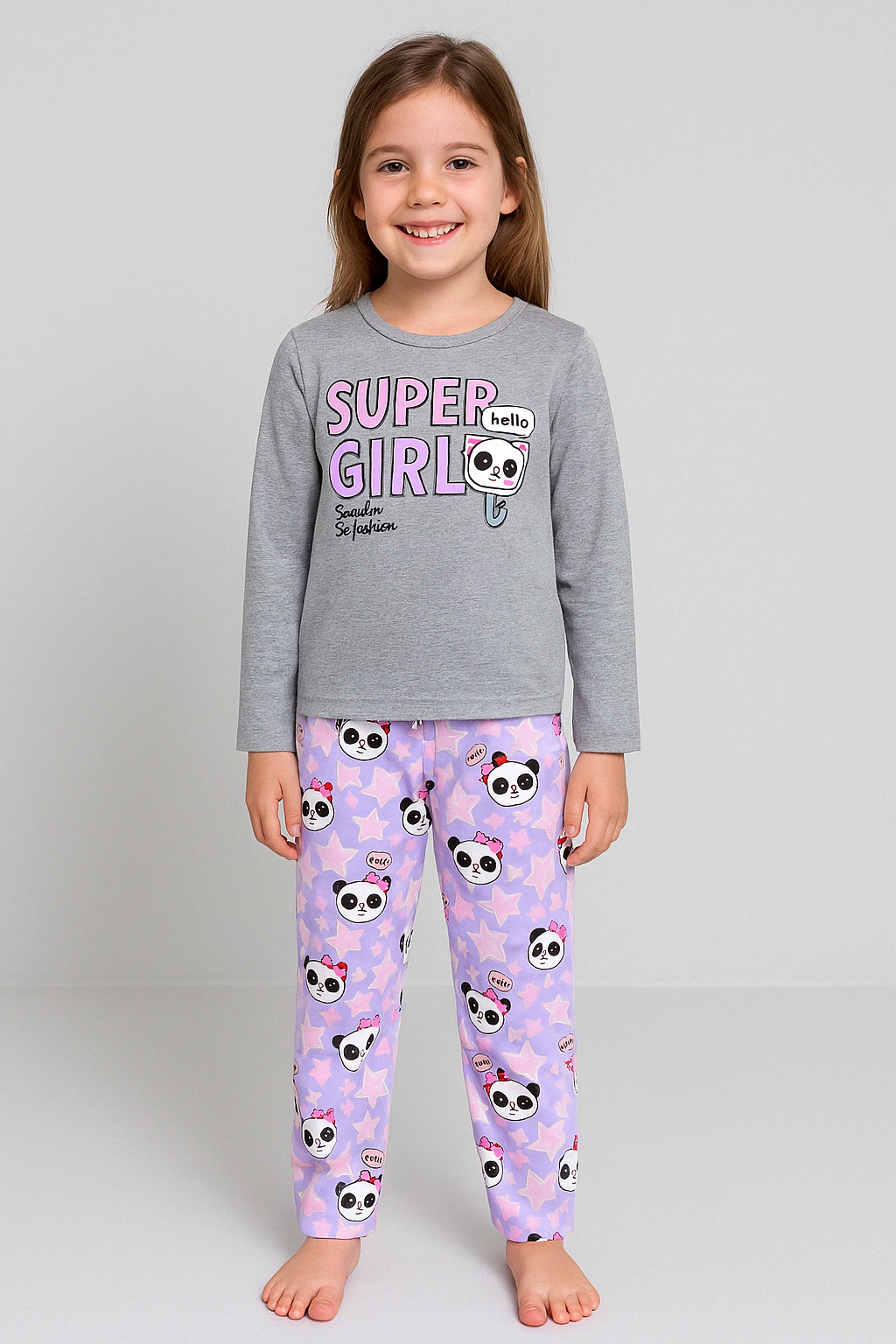 Girls' Midseason Pajama Set Panda Happy Iaia