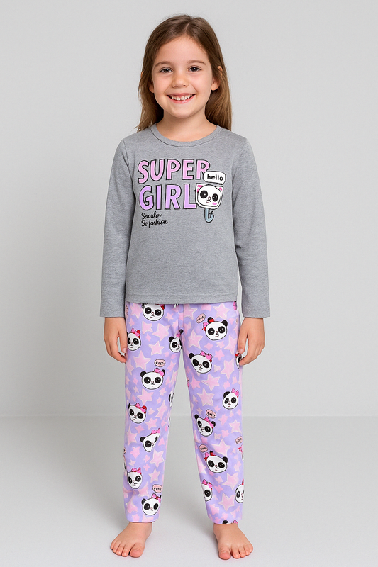 Girls' Midseason Pajama Set Panda Happy Iaia