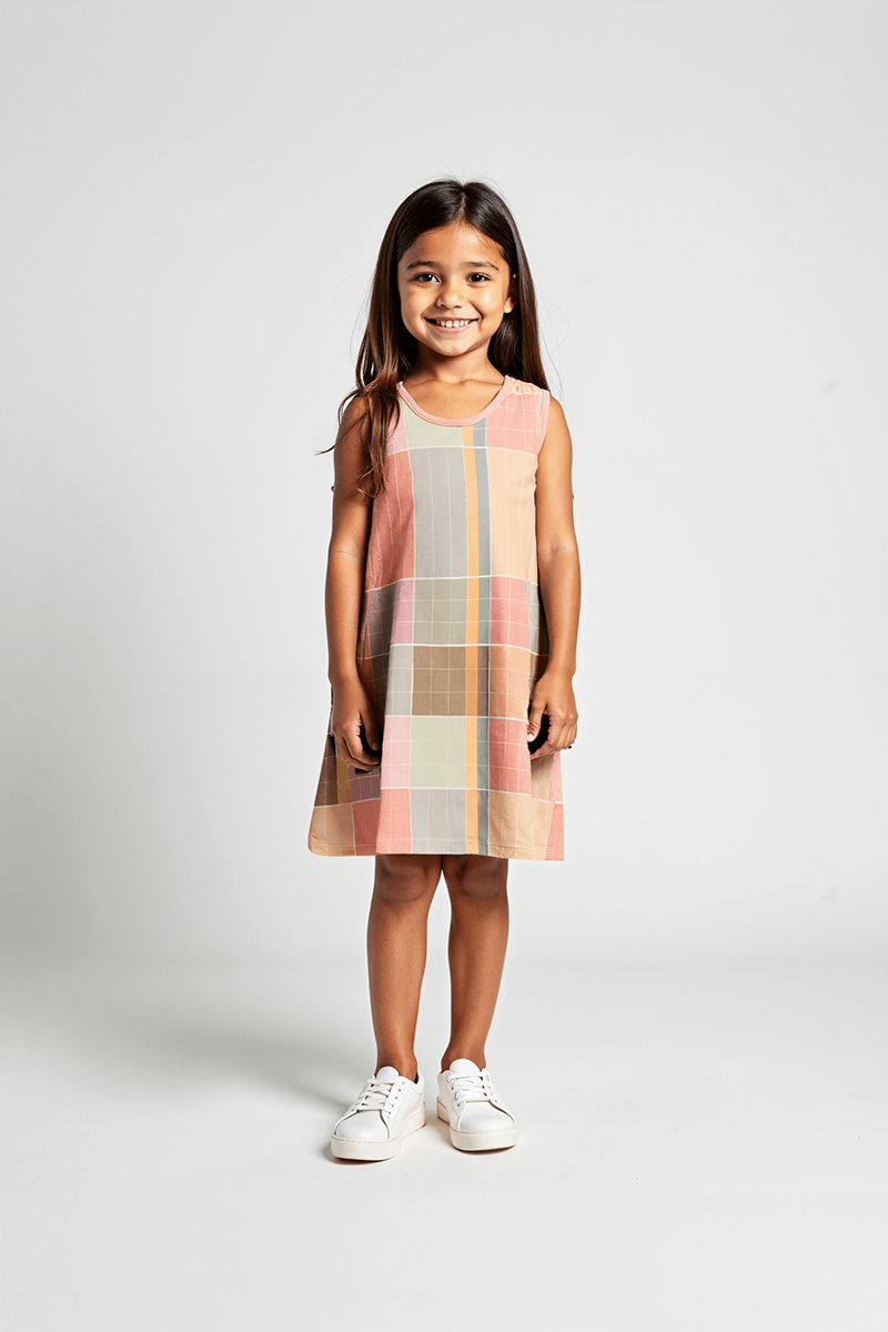 Girls' Basic Sleeveless Plaid Dress - Iaia